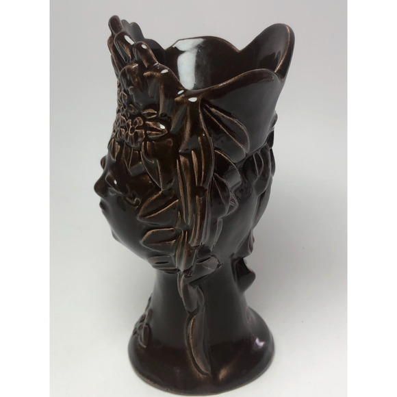 Vintage Brown Woman Head Vase Face Rosa Ljung Helsingborg Sweden Scandinavian - Picture 2 of 7